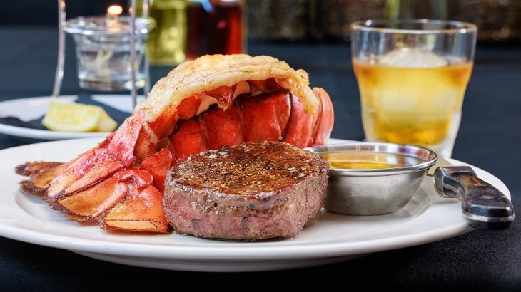 Lobster tail and filet fine dining plate